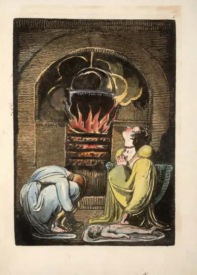 Two women in mourning av William Blake