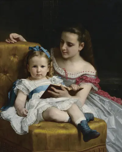 Ett porträtt av Eva och Frances Johnston av William Bouguereau