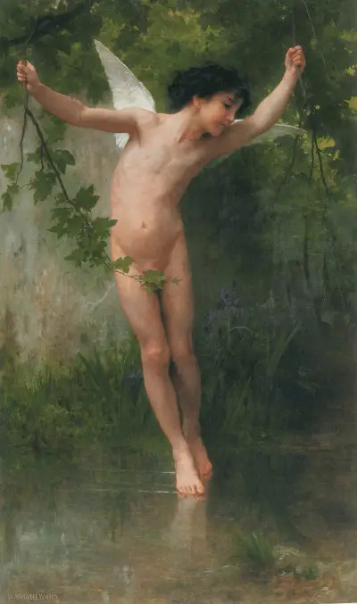 Amor flygande över vattnet av William Bouguereau