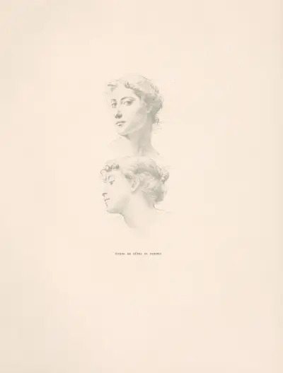 Studie av kvinnohuvuden av William Bouguereau