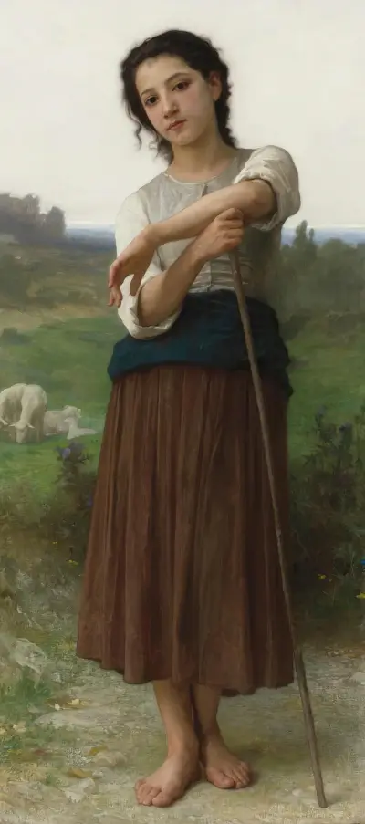 Ung herdinna stående av William Bouguereau