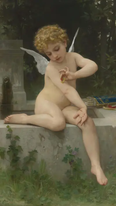Kärlek med fjäril av William Bouguereau