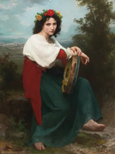 Den italienska flickan med tamburin av William Bouguereau