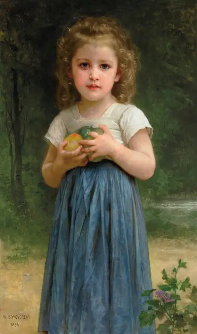 Petite fille tenant des pommes dans les mains, William Bouguereau
