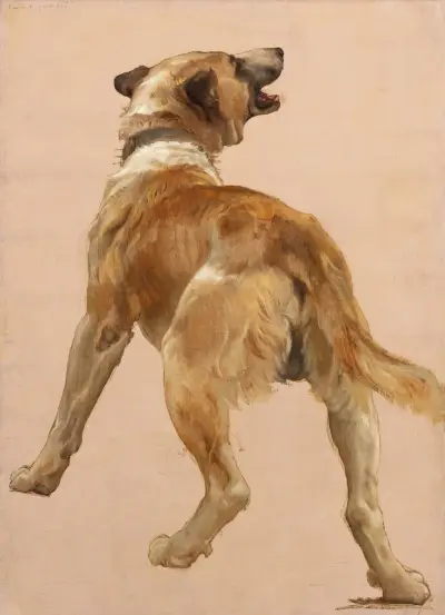 Study of the dog of homѐre et son guide av William Bouguereau