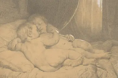 Två sovande barn av William Bouguereau