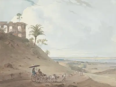 Ruins on Pir Pahar, near Monghy, Bihar av William Daniell