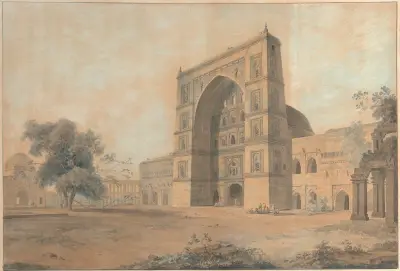 The Mosque at Juanpore Built by Sultan Hussain Sherki av William Daniell