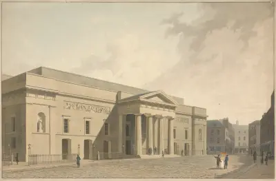 View of the East Front of the New Theatre Royal Covent Garden av William Daniell
