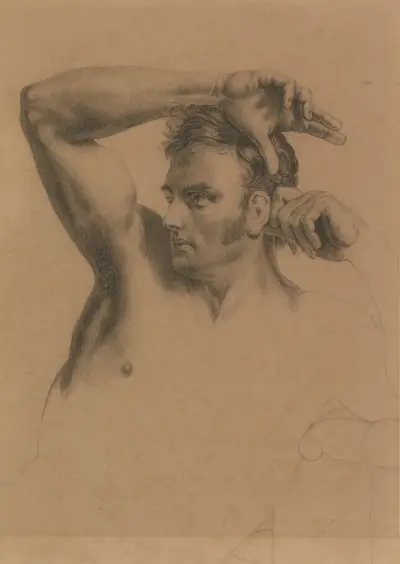 Halvfigur manlig nakenstudie av William Etty