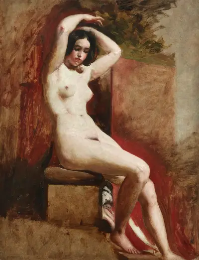 Sittande akademisk nakenstudie av William Etty