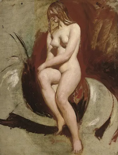 Seated female nude av William Etty