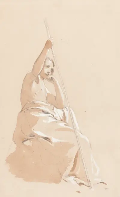 Sittande yngling med stav av William Etty