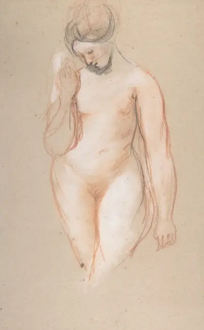 Stående kvinnlig nakenstudie av William Etty