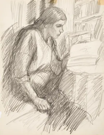 Lukeva nainen av Alfred William Finch