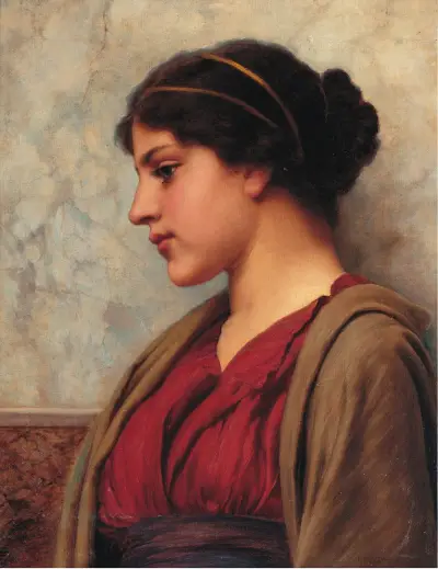 En klassisk skönhet, fjärran tankar av John William Godward