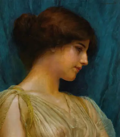 Study of a girl’s head av John William Godward