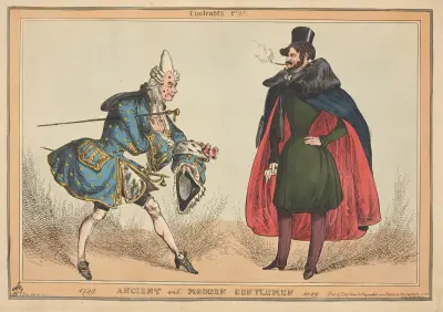 Kontraster, pl. 3d. Forntida och moderna herrar. 1729–1829. av William Heath