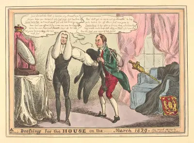 Dressing for the House on the — March 1829 av William Heath