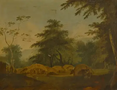 Ein Paharia-Dorf bei Bhagalpur, Bihar von William Hodges