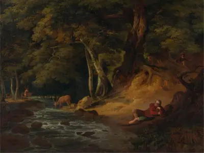 Jacques and the Wounded Stag- ‘As You Like It,’ Act II, Scene I av William Hodges