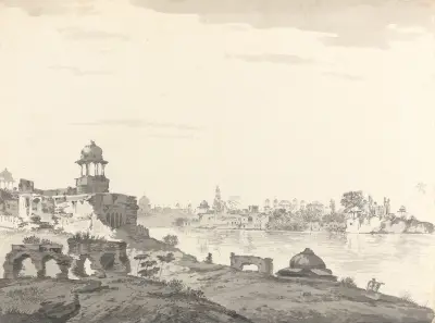 Original Drawings for Choix de Vues de L’Inde and Others Pl.09 av William Hodges