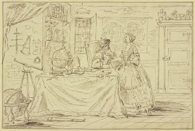 Eine Dame läßt sich von einem Astrologen wahrsagen av William Hogarth