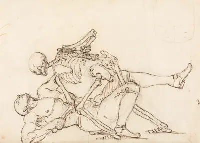George Taylor’s Epitaph: Death Giving George Taylor a Cross Buttock von William Hogarth