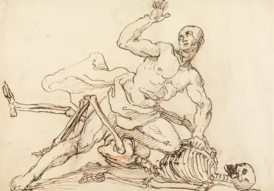 George Taylor’s Epitaph: George Taylor Breaking the Ribs of Death av William Hogarth