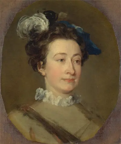 Flicka i plymad hatt av William Hogarth