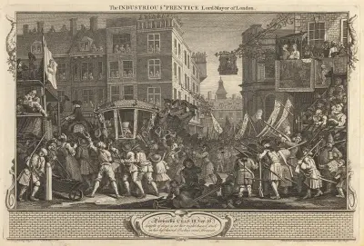 Plate 12, The Industrious ‘Prentice Lord Mayor of London von William Hogarth