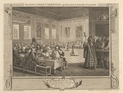 Plate 8, The Industrious ‘Prentice Grown Rich and Sheriff of London von William Hogarth
