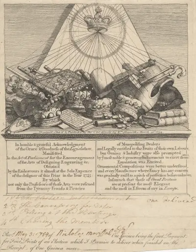 Subscription Ticket for; ‘Four Prints of an Election’ av William Hogarth