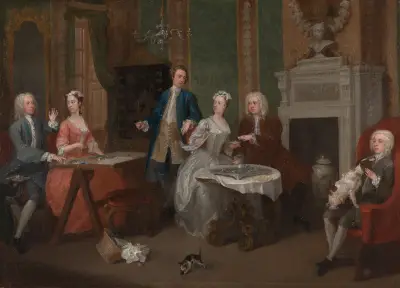 Familjen till John, 2:e hertig av Montagu, med en tjänare av William Hogarth