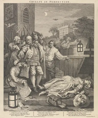 The Four Stages of Cruelty; Cruelty in Perfection (The Murderer) av William Hogarth
