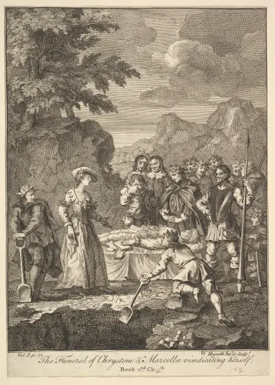 The Funeral of Chrystom & Marcella vindicating herself von William Hogarth