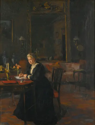 Portrait Interior; Louisa Caroline Elizabeth Hamilton av William Orpen