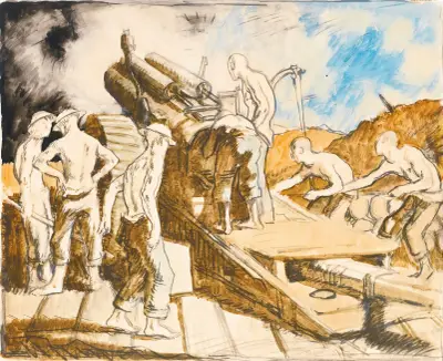 The Howitzer In Action av William Orpen