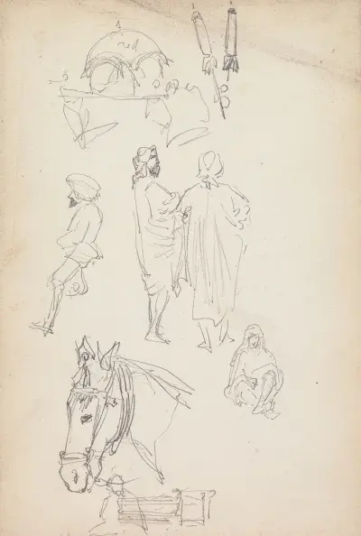 A Doli, a Horse, and Figure Studies av William Simpson