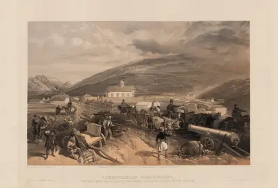 Versorgungsschwierigkeiten – die Straße von Balaklawa nach Sewastopol, bei Kadikoi, während des nassen Wetters von William Simpson