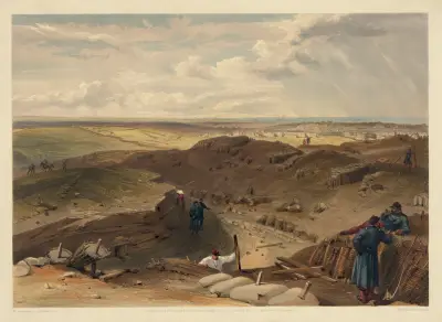 Ditch of the Malakoff, battery gervais and rear of the redan av William Simpson