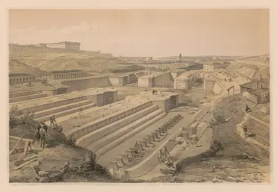 Docks at Sebastopol with ruins of Fort St. Paul (1856_1855) av William Simpson