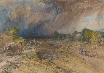 Dust Storm Coming On, near Jeypore, Rajpootana av William Simpson