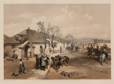 Lord Raglan’s head quarters at Khutor-Karagatch av William Simpson