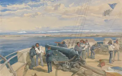 Sebastopol from the Sea, Sketched from the Deck of H. M. S. Sidon, Feb. 1855 av William Simpson