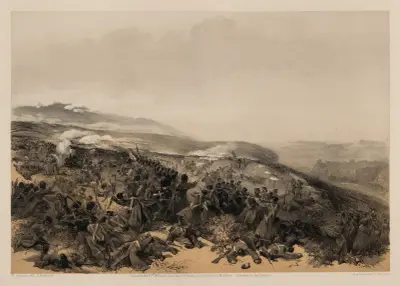 Second charge of the guards – when they retook the two gun battery at the battle of Inkermann av William Simpson