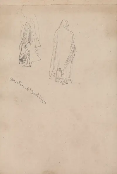 Skiss av två kvinnliga figurer, Amritsar, 26 mars 1860 av William Simpson