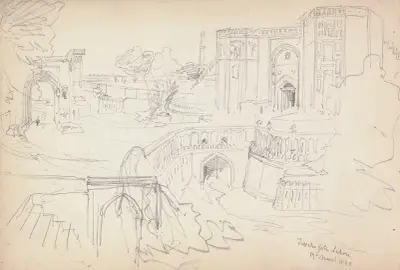 Taxali Gate, Lahore, 17 mars 1860 av William Simpson