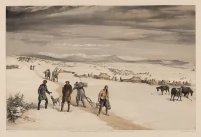 Andra divisionens läger, sett mot öster januari 1855 av William Simpson