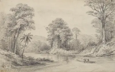 Scene on the Hutt River av William Swainson